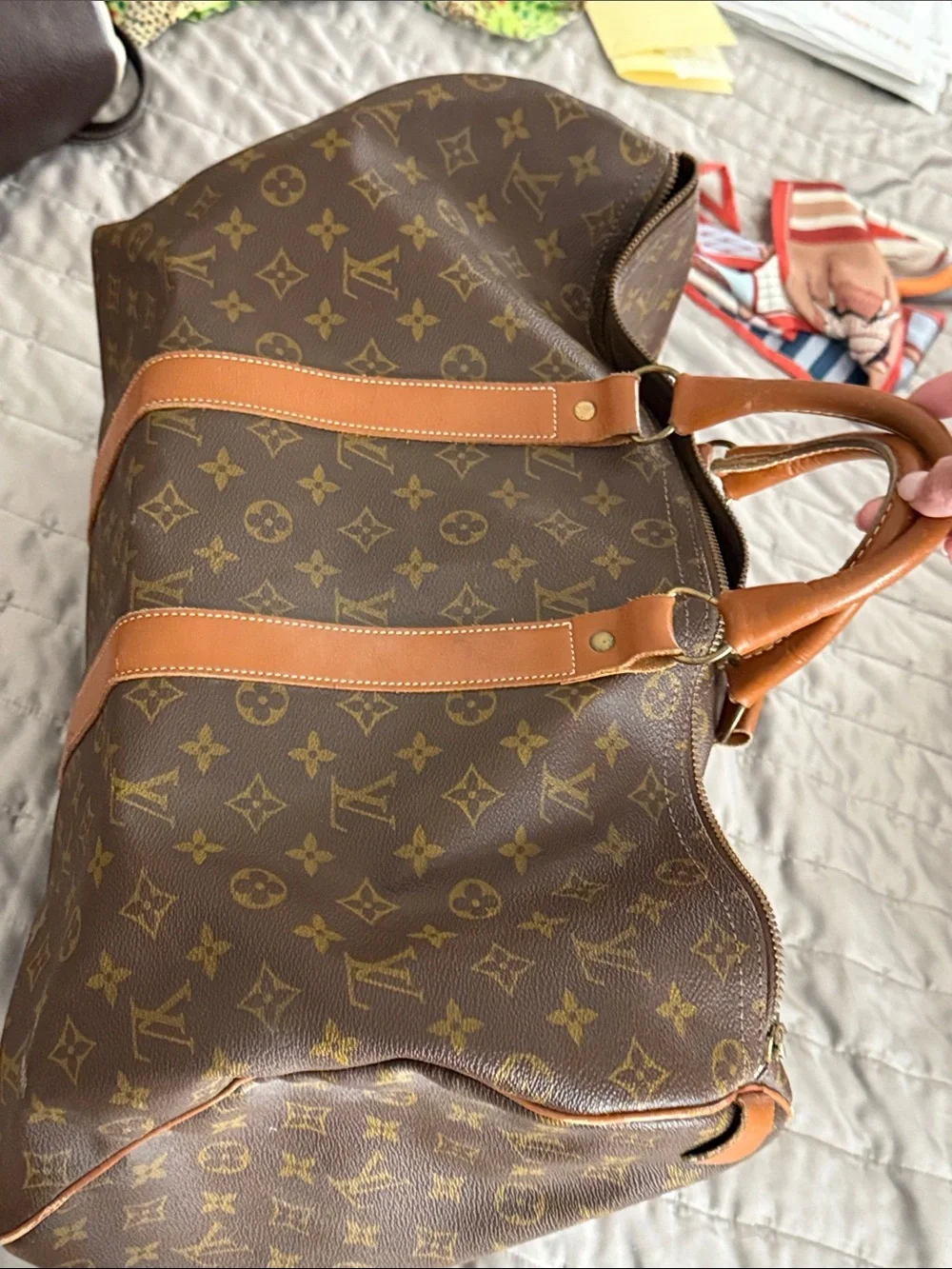Louis Vuitton Monogram Canvas Travel Weekend Bag in Brown and Tan